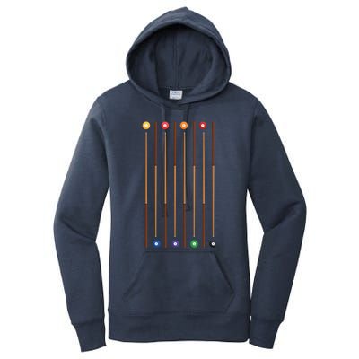 Biliard Cue Stick And 8 Pool Balls Awesome Game Meaningful Gift Cool Gift Women's Pullover Hoodie