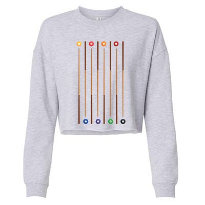 Biliard Cue Stick And 8 Pool Balls Awesome Game Meaningful Gift Cool Gift Cropped Pullover Crew