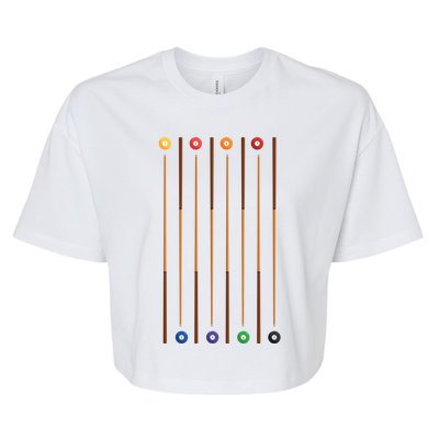 Biliard Cue Stick And 8 Pool Balls Awesome Game Meaningful Gift Cool Gift Bella+Canvas Jersey Crop Tee