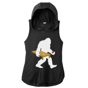 Bigfoot Cornhole Sasquatch Cryptid Bag Tossing Game Ladies PosiCharge Tri-Blend Wicking Draft Hoodie Tank