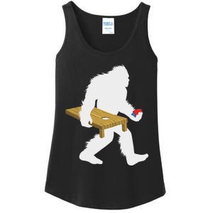 Bigfoot Cornhole Sasquatch Cryptid Bag Tossing Game Ladies Essential Tank