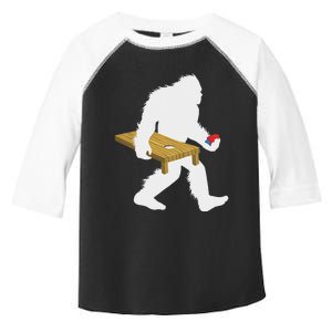 Bigfoot Cornhole Sasquatch Cryptid Bag Tossing Game Toddler Fine Jersey T-Shirt