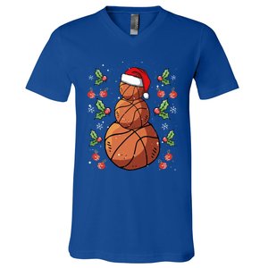 Basketball Christmas Santa Claus Xmas Day Hoop Sport Gift V-Neck T-Shirt