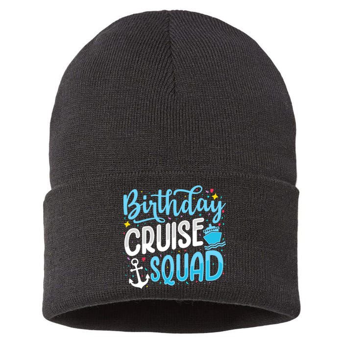 Birthday Cruise Squad Cruising Vacation Funny Crew Sustainable Knit Beanie