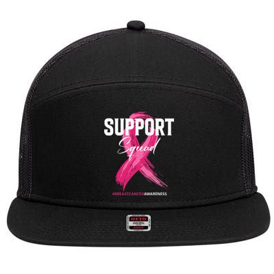 Breast Cancer Support Squad Breast Cancer Awareness 7 Panel Mesh Trucker Snapback Hat