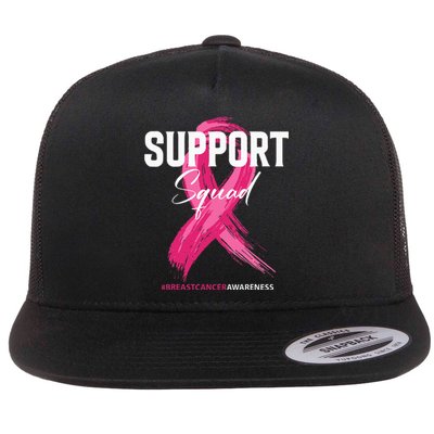 Breast Cancer Support Squad Breast Cancer Awareness Flat Bill Trucker Hat