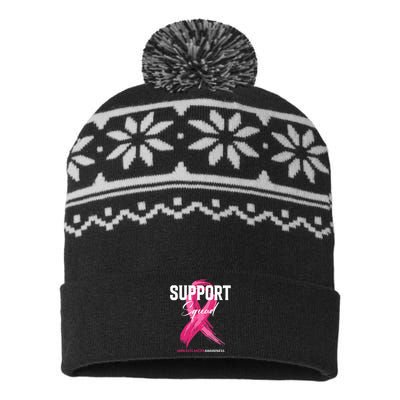 Breast Cancer Support Squad Breast Cancer Awareness USA-Made Snowflake Beanie