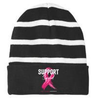 Breast Cancer Support Squad Breast Cancer Awareness Striped Beanie with Solid Band