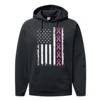 Breast Cancer s American Flag Breast Cancer Awareness Performance Fleece Hoodie