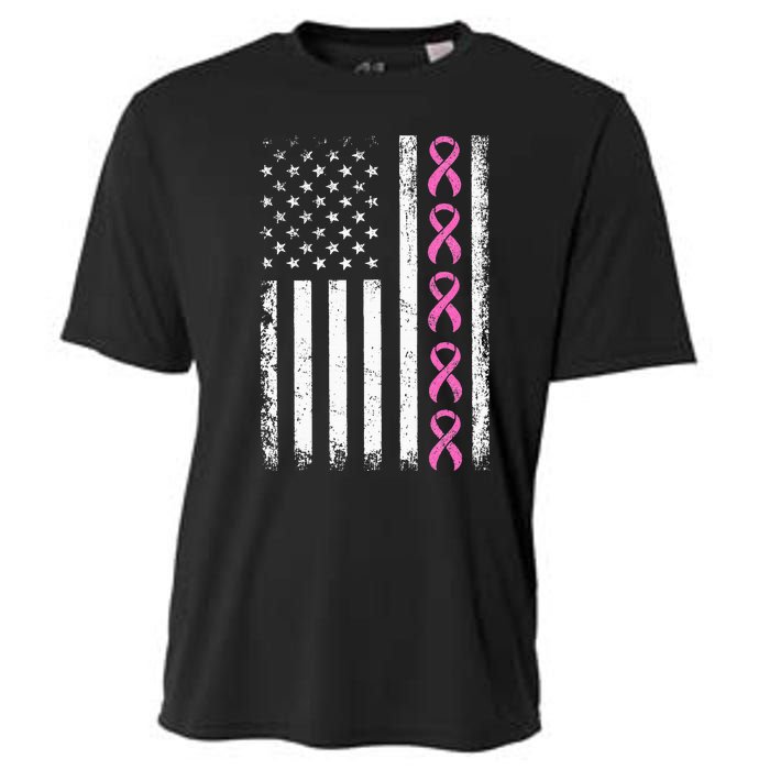 Breast Cancer s American Flag Breast Cancer Awareness Cooling Performance Crew T-Shirt