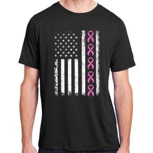 Breast Cancer s American Flag Breast Cancer Awareness Adult ChromaSoft Performance T-Shirt