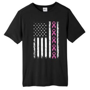 Breast Cancer s American Flag Breast Cancer Awareness Tall Fusion ChromaSoft Performance T-Shirt