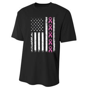 Breast Cancer s American Flag Breast Cancer Awareness Performance Sprint T-Shirt