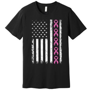 Breast Cancer s American Flag Breast Cancer Awareness Premium T-Shirt