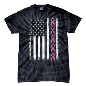 Breast Cancer s American Flag Breast Cancer Awareness Tie-Dye T-Shirt