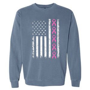 Breast Cancer s American Flag Breast Cancer Awareness Garment-Dyed Sweatshirt