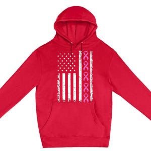 Breast Cancer s American Flag Breast Cancer Awareness Premium Pullover Hoodie