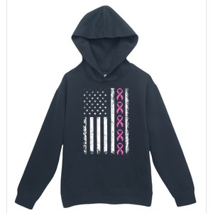 Breast Cancer s American Flag Breast Cancer Awareness Urban Pullover Hoodie