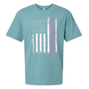 Breast Cancer s American Flag Breast Cancer Awareness Sueded Cloud Jersey T-Shirt