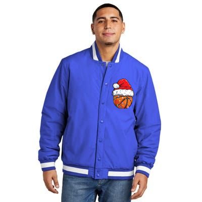 Basketball Christmas Santa Hat Funny Basketball Xmas Gift Insulated Varsity Jacket