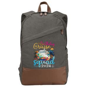 Birthday Cruise Squad 2024 Cruise Birthday Party Vacation Cotton Canvas Backpack