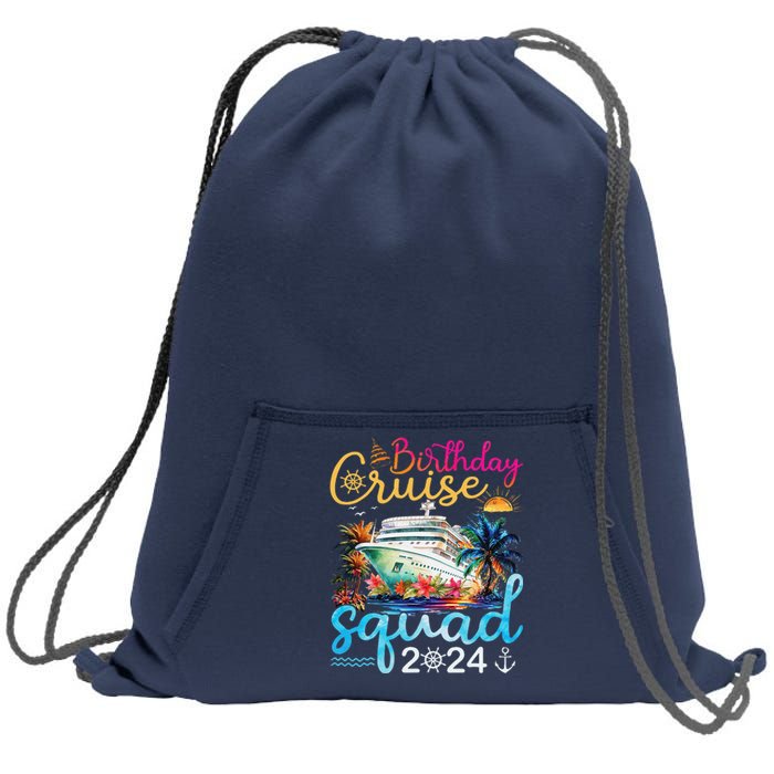 Birthday Cruise Squad 2024 Cruise Birthday Party Vacation Sweatshirt Cinch Pack Bag