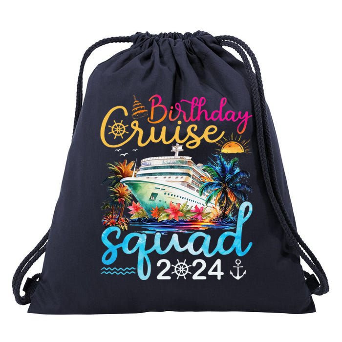 Birthday Cruise Squad 2024 Cruise Birthday Party Vacation Drawstring Bag