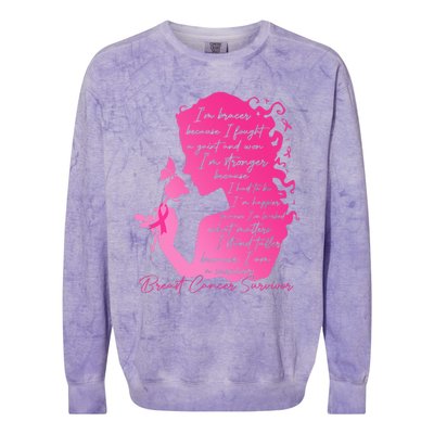 Breast Cancer Survivor Woman Pink Rose Flower Butterfly Colorblast Crewneck Sweatshirt