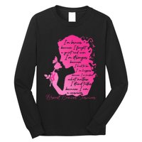 Breast Cancer Survivor Woman Pink Rose Flower Butterfly Long Sleeve Shirt