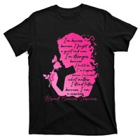 Breast Cancer Survivor Woman Pink Rose Flower Butterfly T-Shirt