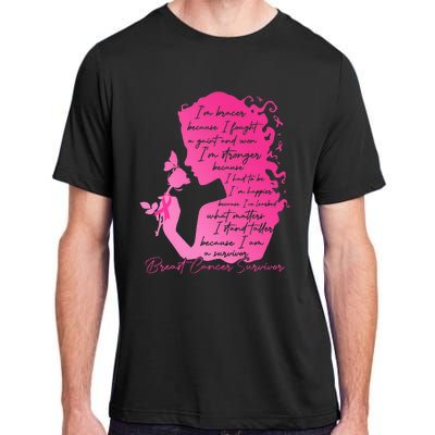 Breast Cancer Survivor Woman Pink Rose Flower Butterfly Adult ChromaSoft Performance T-Shirt