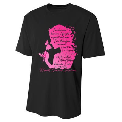 Breast Cancer Survivor Woman Pink Rose Flower Butterfly Performance Sprint T-Shirt