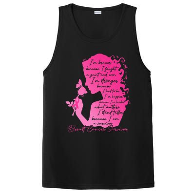 Breast Cancer Survivor Woman Pink Rose Flower Butterfly PosiCharge Competitor Tank