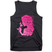 Breast Cancer Survivor Woman Pink Rose Flower Butterfly Tank Top