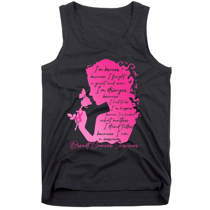 Breast Cancer Survivor Woman Pink Rose Flower Butterfly Tank Top