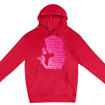 Breast Cancer Survivor Woman Pink Rose Flower Butterfly Premium Pullover Hoodie