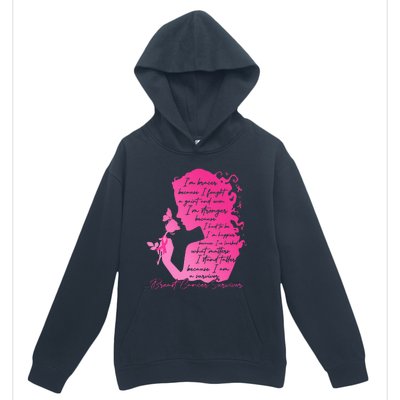 Breast Cancer Survivor Woman Pink Rose Flower Butterfly Urban Pullover Hoodie