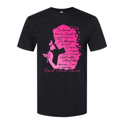 Breast Cancer Survivor Woman Pink Rose Flower Butterfly Softstyle CVC T-Shirt