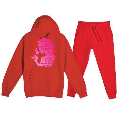 Breast Cancer Survivor Woman Pink Rose Flower Butterfly Premium Hooded Sweatsuit Set