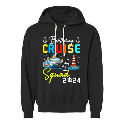 Birthday Cruise Squad 2024 Matching Cruise Ship Birthday Garment-Dyed Fleece Hoodie