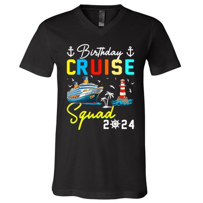 Birthday Cruise Squad 2024 Matching Cruise Ship Birthday V-Neck T-Shirt