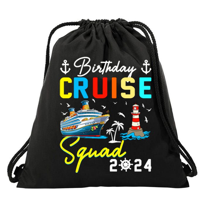 Birthday Cruise Squad 2024 Matching Cruise Ship Birthday Drawstring Bag