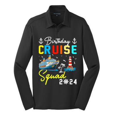 Birthday Cruise Squad 2024 Matching Cruise Ship Birthday Silk Touch Performance Long Sleeve Polo