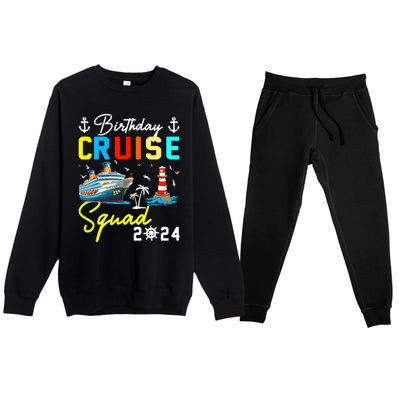 Birthday Cruise Squad 2024 Matching Cruise Ship Birthday Premium Crewneck Sweatsuit Set