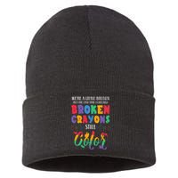 Broken Crayons Still Color Mental Health Awareness Supporter Sustainable Knit Beanie