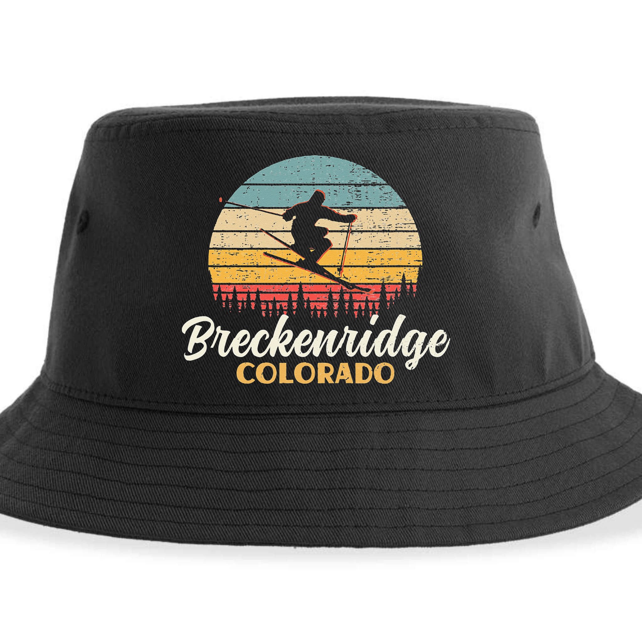 Breckenridge Colorado Skiing Vintage Mountain Ski Vacation Sustainable Bucket Hat