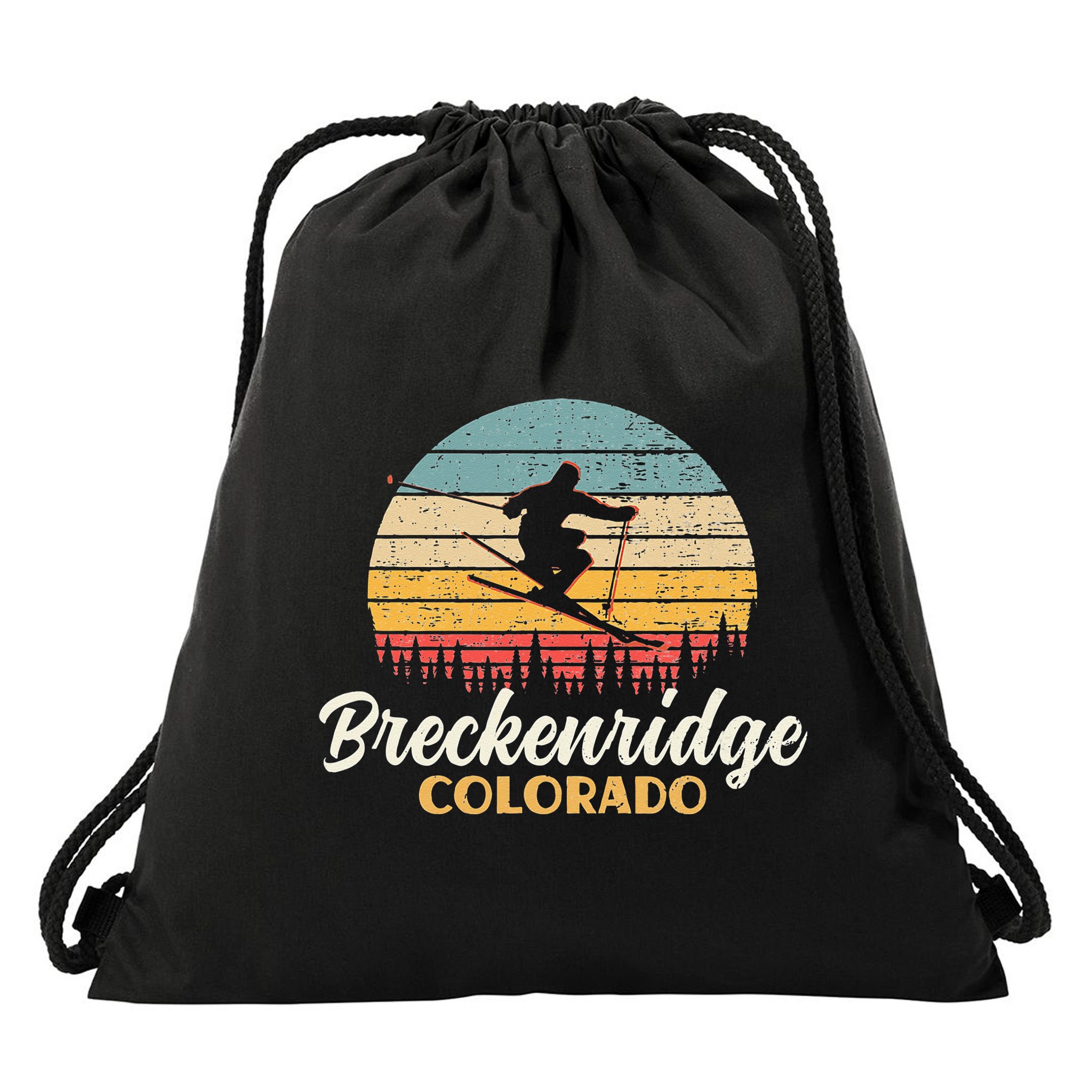 Breckenridge Colorado Skiing Vintage Mountain Ski Vacation Drawstring Bag