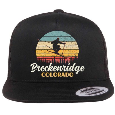 Breckenridge Colorado Skiing Vintage Mountain Ski Vacation Flat Bill Trucker Hat