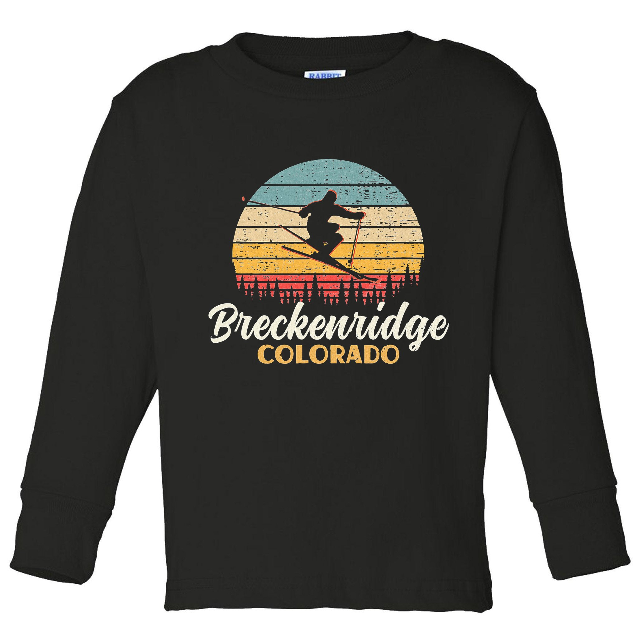 Breckenridge Colorado Skiing Vintage Mountain Ski Vacation Toddler Long Sleeve Shirt