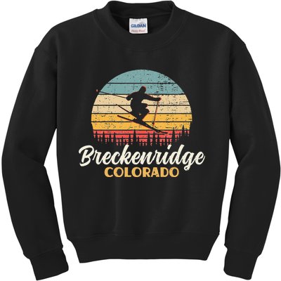 Breckenridge Colorado Skiing Vintage Mountain Ski Vacation Kids Sweatshirt